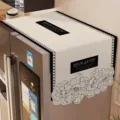 Cremefarbene Kühlschrank-Staubabdeckung mit Blumenmuster und romantischem Textdesign. - 55*140cm / Verborgener Duft – Speziell geformte Kühlschrankabdeckung