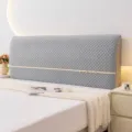Grey quilted bed headboard cover detail, soft protective dustproof fabric design. - Bow Light Gray