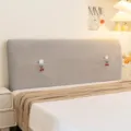 Grijs gebreide hoofdbordhoes met handige opbergvakken en schattig kersendecor voor de slaapkamer - Kersenzak grijs
