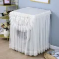 Elegante weiße Spitzen-Waschmaschinen-Staubschutzhülle, dekoratives besticktes Tuch. - Universelle Waschmaschinenabdeckung 60x60x80cm / Beige sechsblättrige Pflaumenblüte