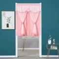 Double layer lace door curtain pink privacy anti mosquito punch free home decor detail view - 80*120cm with Free Hook and Loop Fastener / White Rose Pink Sheer Double-Layer Opaque