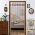 Weißer Spitzen-Türvorhang mit Blumenstickerei und Quasten, ideal für schöne Raumdekoration. - Höhe 110cm / Ästhetische Einzelpackung