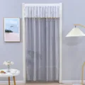French lace door curtain gauze partition bedroom kitchen hanging sheer curtain with beads. - 90*200cm / Elegant Grey Lace Door Curtain