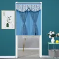 Blue double layer lace door curtain for home privacy, mosquito protection and room decor. - 80*120cm with Free Hook and Loop Fastener / White Rose Blue Sheer Double-Layer Opaque