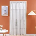 White lace door curtain sheer half curtain for bedroom privacy home decor aesthetic hanging. - Telescopic Rod / White