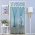 Mesh mosquito door curtain with white lace top, punch-free magnetic screen for home bedroom. - 100*210cm / Jade Bead Green with Hook & Loop Fastener