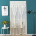 White lace mosquito door curtain, summer anti-mosquito screen, punch-free bedroom partition. - 100*210cm / Jade Bead Beige with Hook & Loop Fastener + Rod