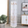 Vertical cylindrical air conditioner dust cover white mesh with elegant gold embroidery. - Prosperity on Earth