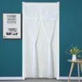 White lace sheer door curtain with delicate floral embroidery, perfect for bedroom partition. - W90*H210cm All-Season Anti-Mosquito Curtain / Morning Glory White Opaque Double Layer