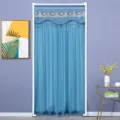 Double layer door curtain partition blue sheer lace beaded decoration bedroom home decor - 90 * 200 cm Mosquito-Proof All-Season Curtain / Charm Blue Double-Layer Opaque