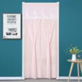Pink lace door curtain privacy partition hanging curtain for bedroom living room decor 90cm - Moonflower Pink Double-Layer Opaque Curtain