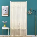 Elegant lace door curtain for bedroom, double layer sheer curtain with floral embroidery. - 100*210cm / Pure Elegant Double Sheer Beige with Free Velcro & Rod