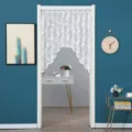 Detail view of white lace door curtain, delicate floral pattern, elegant home decor. - Door Curtain (1.6x1m) / Butterfly