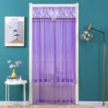 Purple lace door curtain double layer mesh anti-mosquito bedroom partition curtain decor - 100*210cm / Pure Elegant Double Sheer Purple with Free Velcro & Rod