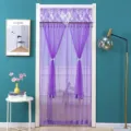 Purple lace door curtain double layer mosquito net room partition with bow and tassels - Ice-Pure & Jade-Clean Double Tulle Purple with Velcro