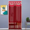 European style red gauze door curtain mesh partition mosquito proof home bedroom decor - Elegant Wine Red Double-Layer Gauze with Velcro