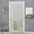 Rideau de porte en dentelle à fleurs bleues moustiquaire d'été transparente séparateur de pièce - Bleu lotus