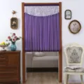 Purple Pleated Door Curtain with Lace Valance and Beaded Fringe for Bedroom Privacy Home Decor - Width 80 * Height 120 cm / Candy Purple