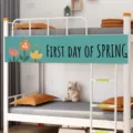 Slaapzaal bed gordijn verduisterende korte volant voor school stapelbed studentenkamer - Lentekleuren bloemen / L 200 x H 26 cm - Klittenbandstijl