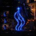 Detailed view of Halloween Soul Harvester with glowing blue ghost LED lights. - Soul Harvester Animated Solar Light
