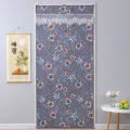 Close-up details of floral quilted door curtain with lace trim for winter warmth. - 80*190cm / Gray Floral Door Curtain