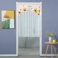 Sunflower printed fabric half door curtain sheer white gauze punch-free bedroom partition - 100 * 120 cm with Hook and Loop Fastener / Sunflower