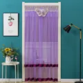 Purple lace door curtain detail scene featuring elegant butterfly embroidery and mesh gauze. - 100*210cm / Purple Butterfly Curtain with Hook and Loop Tape