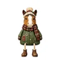 Figura de caballo de resina navideño para estante con patas de cuerda colgantes - Caballo