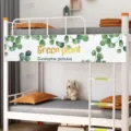 Slaapzaal stapelbed verduisterend gordijn valies met eucalyptusblad patroon voor studenten. - Overal groene bladeren / L 200 x H 26 cm - Klittenbandstijl
