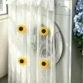 White lace washing machine dust cover sunshade curtain with cute yellow sunflower magnets. - Width 90 * Height 90cm with Free 60-110cm Telescopic Rod / Flower in Mirror Washing Machine Cover Curtain + Small Flower