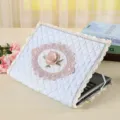 Funda acolchada de 14 pulgadas para portátil en azul claro con borde de encaje SKU - Gris Rosa