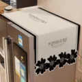 Cream Style Refrigerator Dust Cover With Black Floral Print And English Text For Double Door - Midnight Bell Shaped Fridge Cover