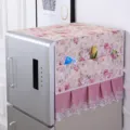 Kühlschrank Staubschutz Abdeckung rosa Blumen Stoff Tasche Spitze Heimtextilien Decke - Blumenlila