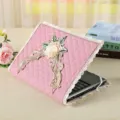 Funda para Portátil Rosa Acolchada con Bordo de Encaje 14 Pulgadas Cubierta Protectora Bordado - Rosa París