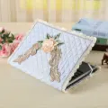 Funda para portátil acolchada azul claro de 14 pulgadas con encaje y elegante bordado floral. - Gris París