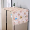 Floral fabric refrigerator dust cover with lace trim and side storage pockets for home decor. - Single Door Washing Machine Cover D55*W130cm / Nectar