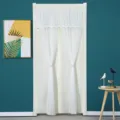 White mesh door curtain detail view, lace splicing privacy partition curtain for bedroom home. - Dreamy White Double-Layer Opaque Curtain