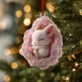 Süßer schlafender Hase in rosa Geoden-Kristall Weihnachtsbaumschmuck Dekoration - Hase Stil (E)