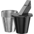 Verbesserter Smoker-Tropfeimer mit Deckel und Aluminiumfolien-Fetteinsatzstapel - Fettauffangschale (Inklusive 2 Folien-Einsätzen)