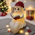 Simpatica luce notturna fantasma con cappello di Babbo Natale e libro per decorazione natalizia - Stile 21cm (Con Batteria)