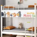 Stapelbed Gordijn voor Slaapzaal Lichtdicht Korte Valance Schattig Dieren Ontwerp - Dierenband / L 200 x H 26 cm - Klittenbandstijl