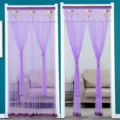 Double layer lace door curtain purple mosquito net curtain with heart and butterfly embroidery. - 100*210cm / Balloon Purple Double-Layer Tulle