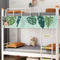 Slaapzaal bed gordijn korte valletje met tropische jungle aap bladeren print stapelbed - Jungle groene bladeren / L 200 x H 26 cm - Klittenbandstijl