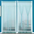 Double layer lace gauze door curtain anti mosquito bedroom kitchen decorative privacy screen - 100*210cm / Cabbage Green Double Gauze