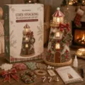 Komplettes Weihnachts-Leuchtturm-Bastelset mit leuchtendem 3D-Modell - Kranz-Stil