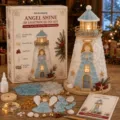 DIY beleuchtetes Weihnachts-Leuchtturm-Set mit Seeglas-Stücken und LED-Lichtern für Deko - Engel-Stil