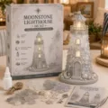 DIY Mondstein-Leuchtturm-Set mit LED-Lichtern und Seeglas für Küstendekoration - Mondstein-Stil