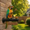 Colorful resin parrot statue with guitar and tropical paradise sign party decor. - Parrot B / 20cm