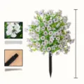Künstlicher Gänseblümchen-Blumenball in Weiß-Lila mit praktischem Erdspieß. - Weiß