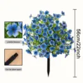Künstlicher blauer Gänseblümchen-Blumenstrauß mit schwarzem Gartenstecker, 56 cm hoch - Blau